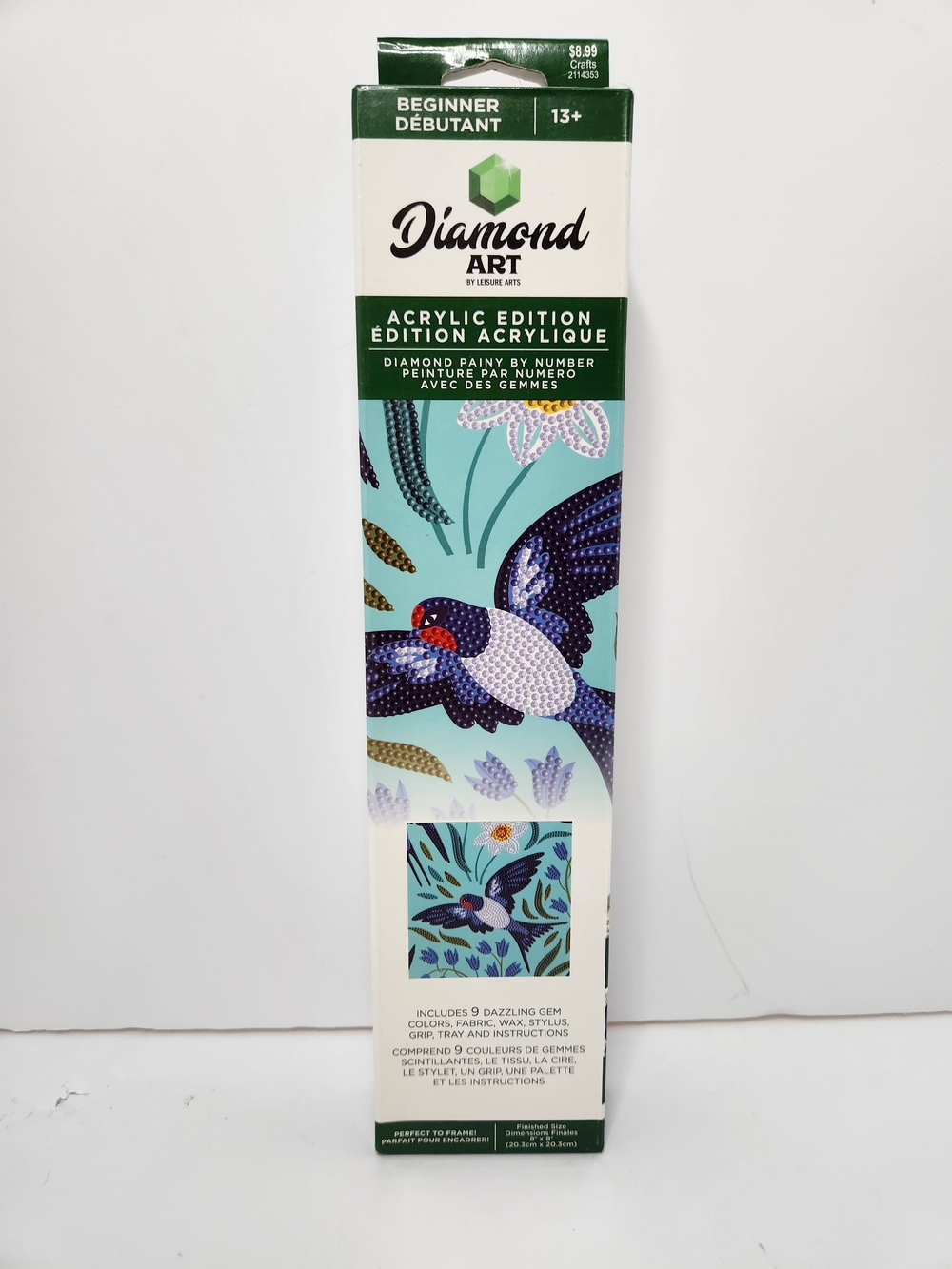 Diamond Art Acrylic Edition Hummingbird Diamond Painting Kit Teal, Blue, Purple